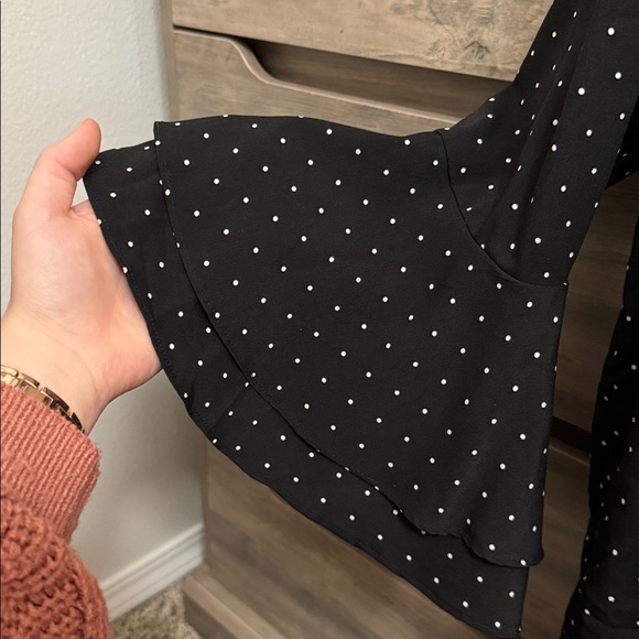 Liz Claiborne Black Blouse with White Dots - Picture 3 of 4